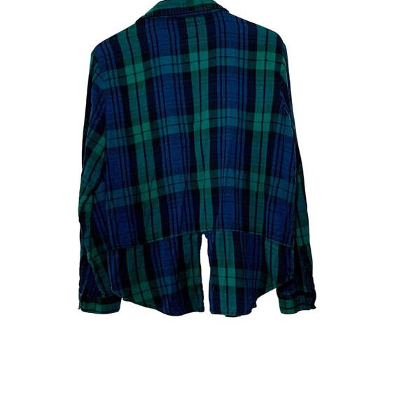 Button up Flannel Shirt Cotton On Blue Green - Picture 3 of 6